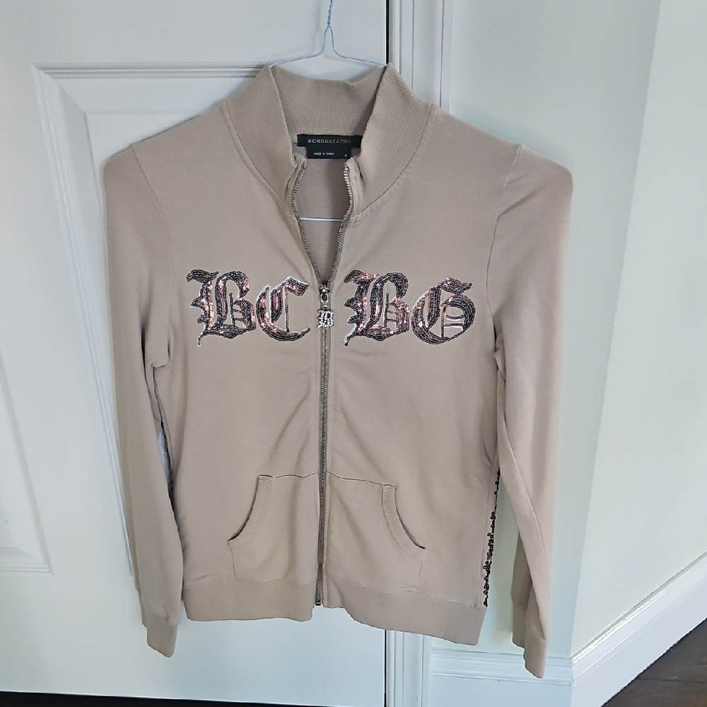 BCBG Women's Beige Bomber Jacket